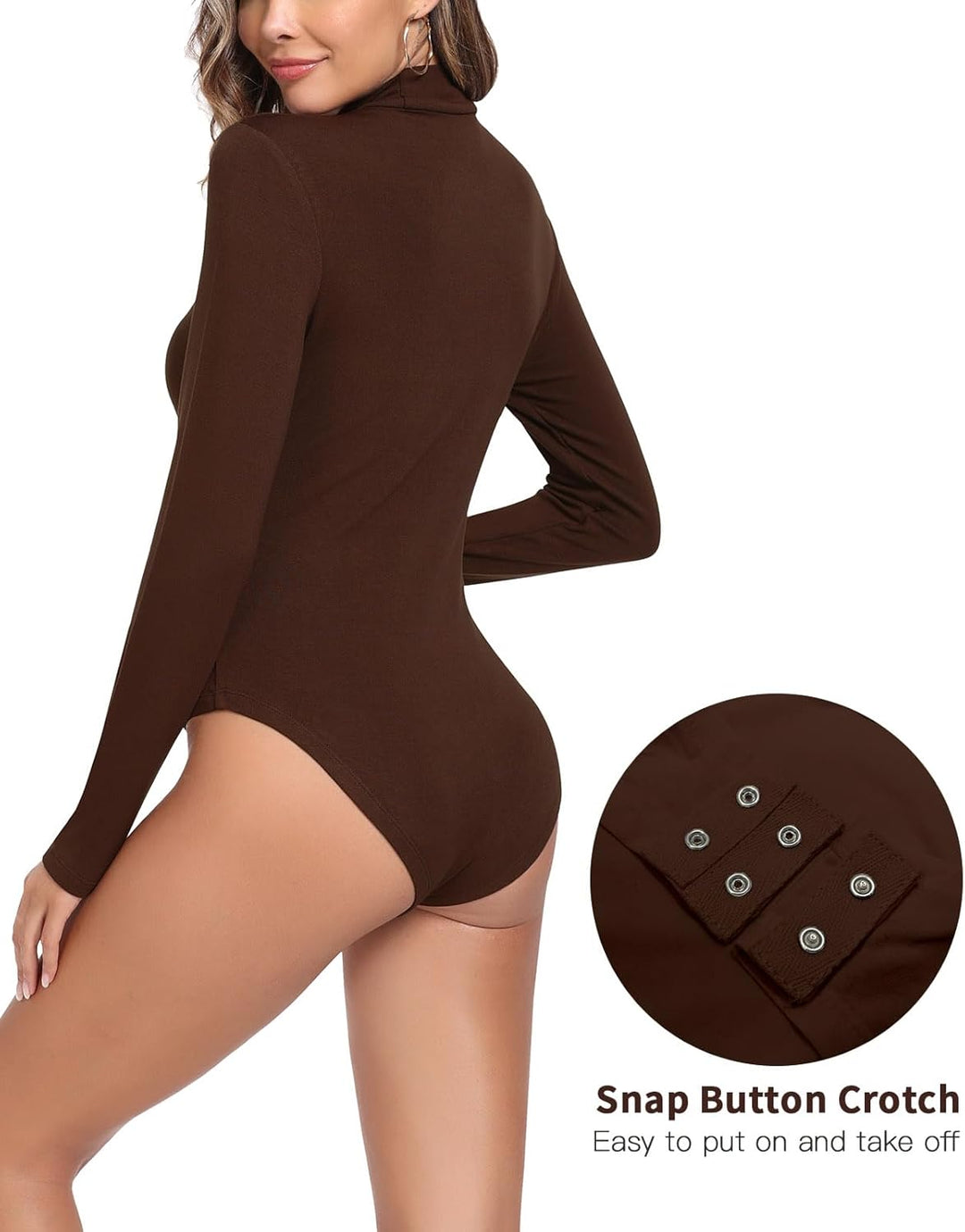 WOWENY Damen Body Langarm mit Stehkragen - Thermo Bodysuit Fleece Oberteile Shirts Rolli Pullover Ro