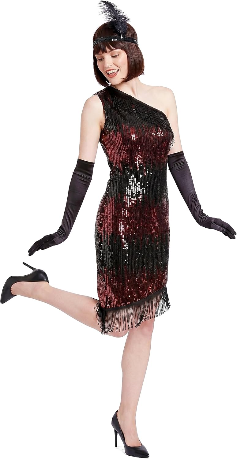 DEGUISE TOI Charleston Kleid schwarz-rot für Damen - Schwarz M-L, M-L
