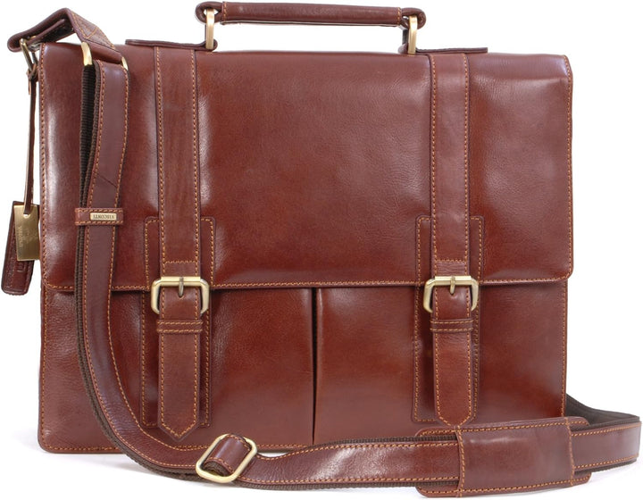 VISCONTI - Leder - Umhängetasche/Arbeitstaschen/Aktentasche fürs Büro - Braun - BENNETT - (VT6) Hell