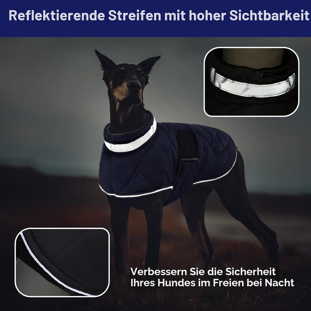 ASENKU Hundemantel Winter XL – Wasserdicht &amp; Winddicht für Grosse Hunde | Fleecegefüttert, Reflektor