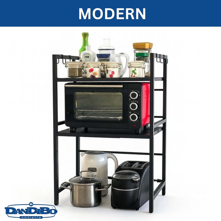 DanDiBo Verstellbares Küchenregal für Arbeitsplatte Schwarz Stehend 3 Stufig 40-64 cm Regal Küche 96