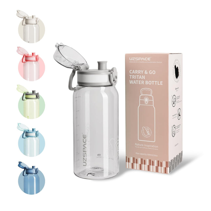 UZSPACE Trinkflasche Kinder 600ml, Sport Trinkflasche Auslaufsicher mit Einhandbedienung, Kohlensäur