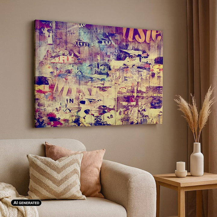 Bilder auf Leinwand 100x70cm Leinwandbild mit Rahmen Graffiti modern Gross Wanddeko Bild Schlafzimme