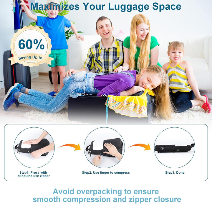 Cozary Koffer Organizer Packing Cubes Compression 4 Stück - Packwürfel mit hohem Fassungsvermögen, T