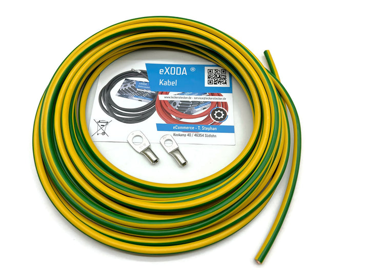 Erdungskabel 10m Erdungsleitung 16 mm² grün/gelb Kabelschuhe M8 + M10