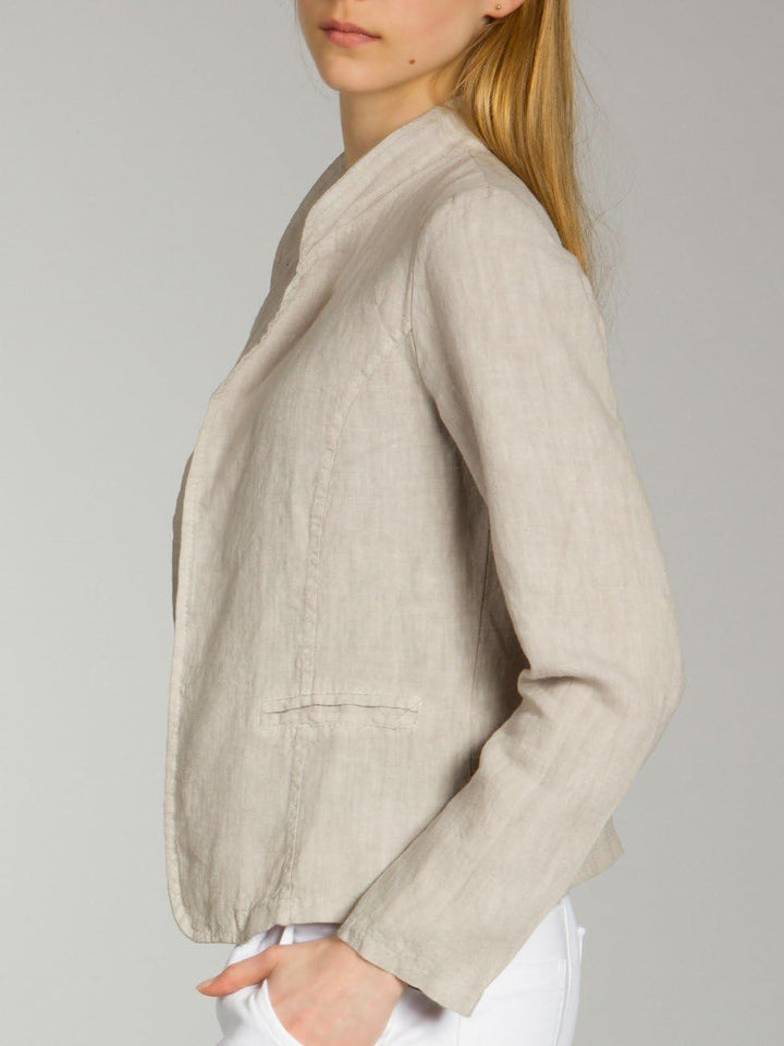 Caspar BZR004 kurzer Damen Leinen Sommer Blazer XS Beige, XS Beige