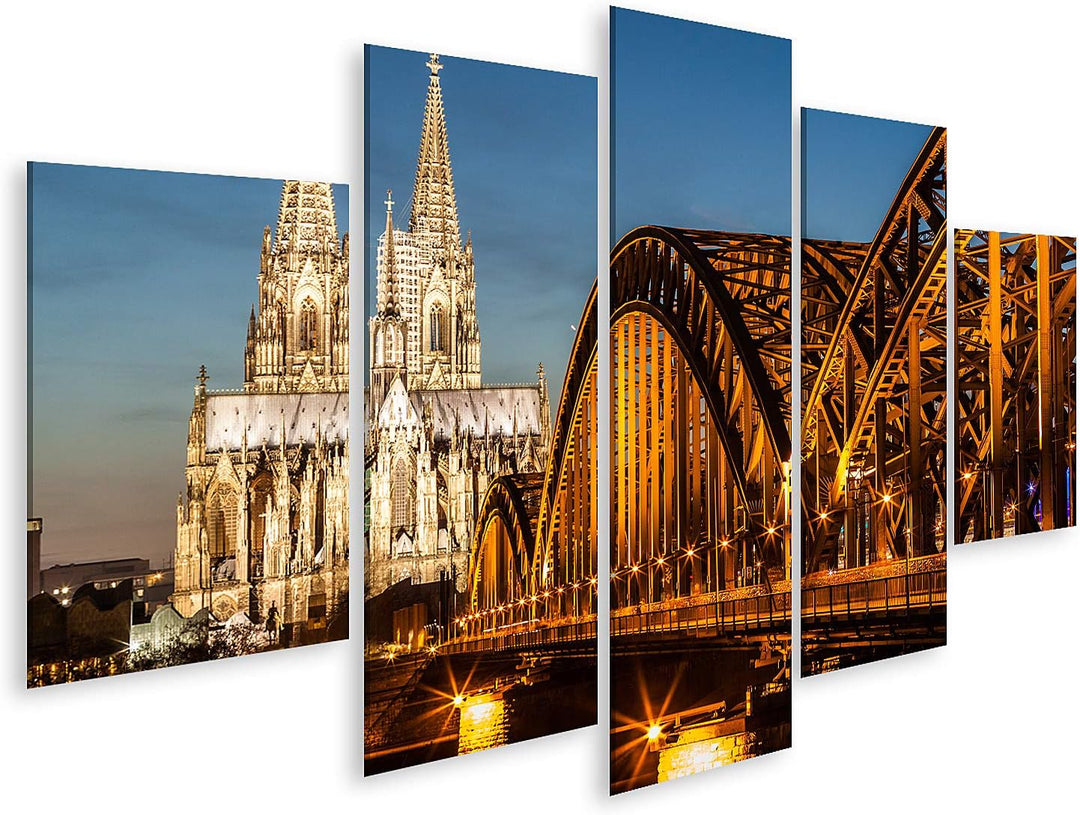 islandburner Bild auf Leinwand Hohenzollernbrücke Und Kölner Dom In Der Abenddämmerung Bilder Wandbi