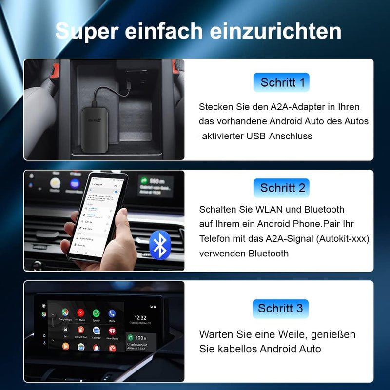 Wireless Android Auto Adapter, CarlinKit Wireless Car Adapter für Android Auto, True Wireless-Verbin