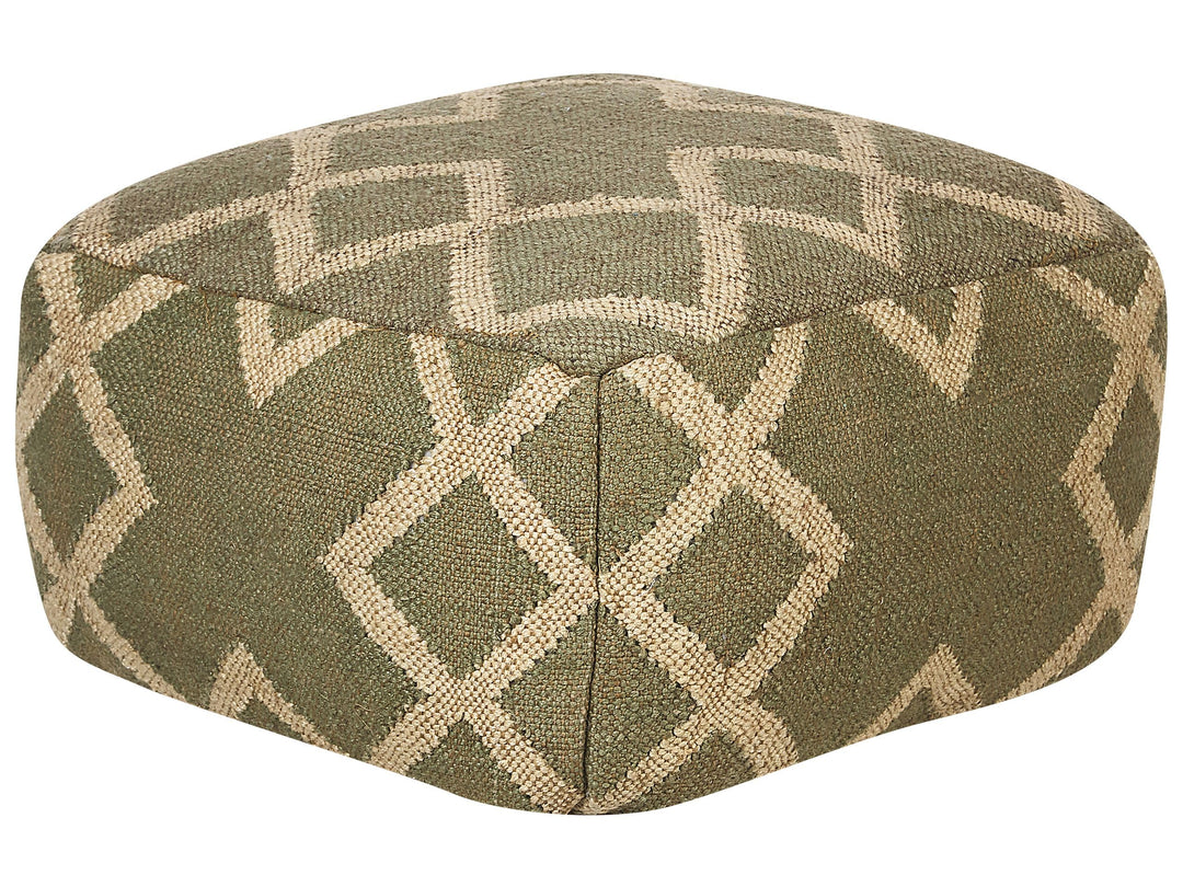 Pouf Jute und Wolle grün / beige quadratisch 50 x 50 x 30 cm orientalisch Gopi