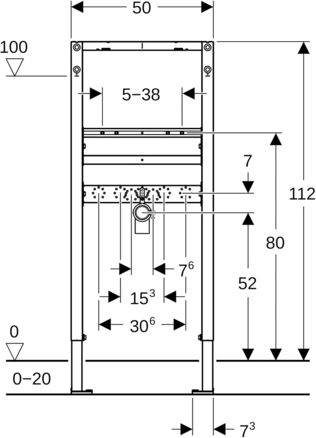 Geberit Duofix Basic Waschtisch-Element 112 cm für Standarmatur, selbsttragender Stahlrahmen, höhenv
