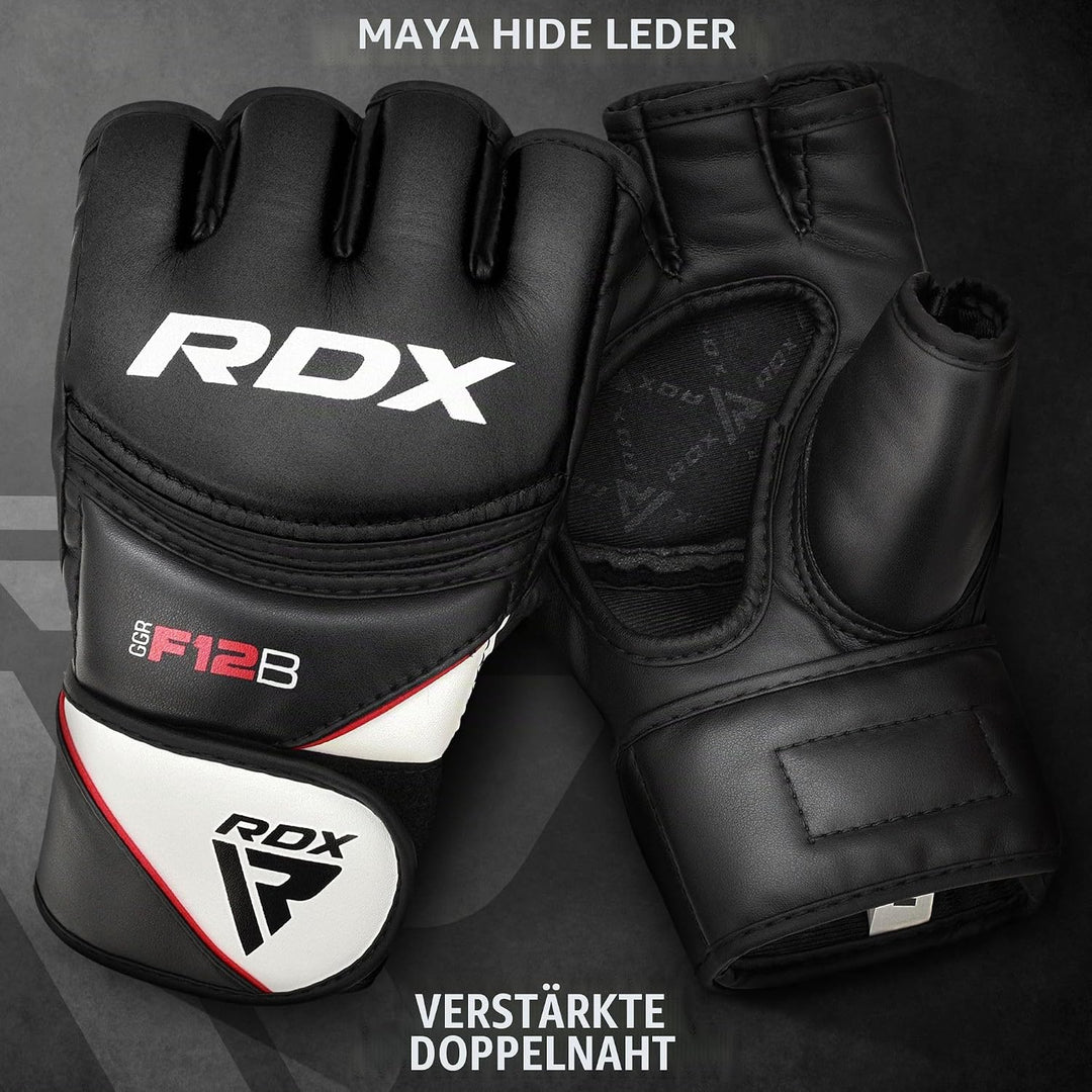 RDX Profi MMA Handschuhe Grappling Sparring Training, Maya Hide Leder, Kickboxen Kampfsport Gepolste