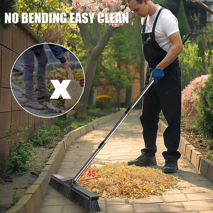 MASTERTOP Strassenbesen Industriebesen, 60cm Grosser Besen mit stiel ausziehbar, Gartenbesen Kehrbes