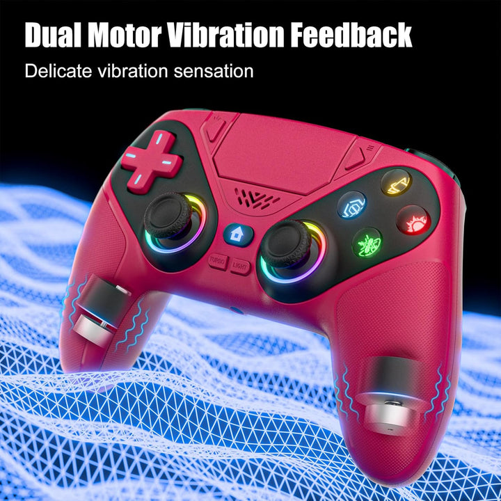 Lapezei RGB Wireless Controller für PS5/Slim/Pro/PC, Gamepad mit Rücktasten, Turbo, Makro, Lautsprec