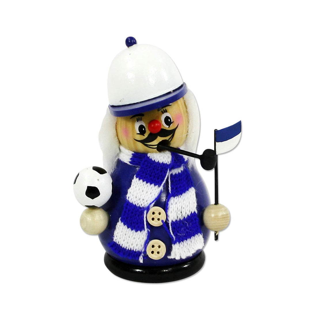 Dekohelden24 Räuchermann als Fussballer mit blau/weissem Outfit, ca. 12 cm Blau / Weiss, Blau / Weis