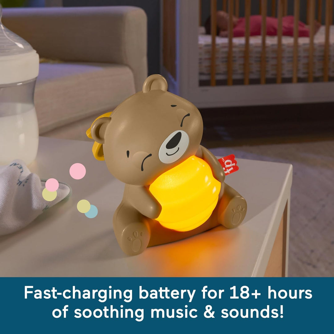 Fisher-Price Beruhigendes Bärchen Spieluhr zum Mitnehmen für Babys mit Nachtlicht und einstellbarem