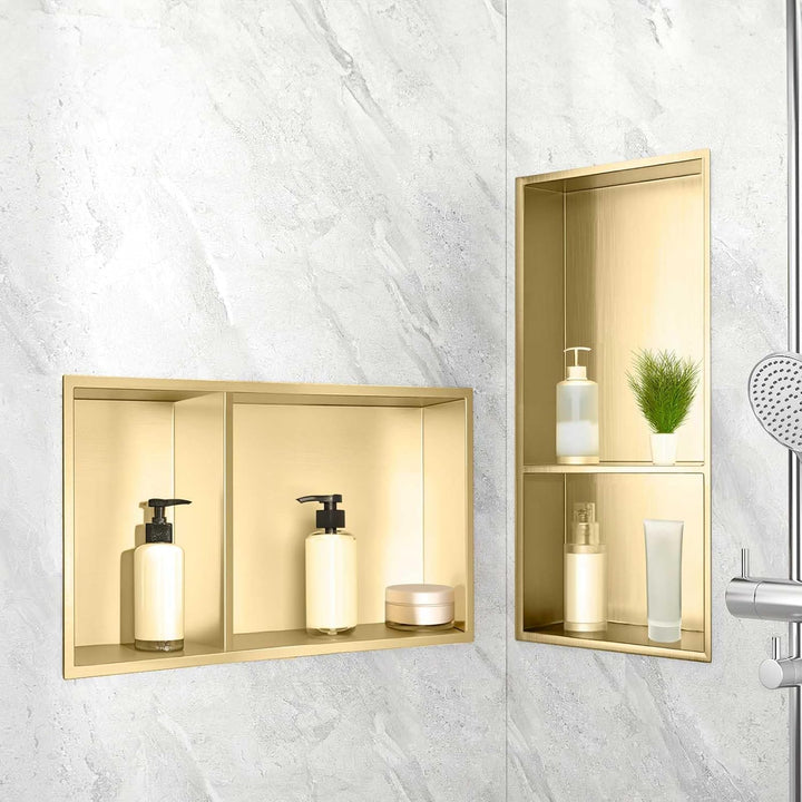 Wandnische Dusche Edelstahl,Wandnische Lagerung mit einem Regal（40/20cm）,Duschnische 30 * 60 * 10CM,