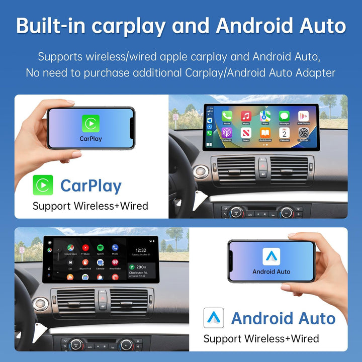 Road Top 12,3 Zoll Autoradio CarPlay für BMW 1er E81/E82/E87/E88 mit CIC | 2008-2012, Linux HD Touch
