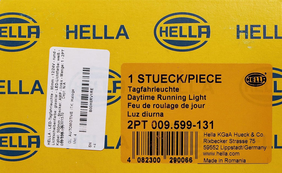 HELLA - LED-Tagfahrleuchte - 90mm - 12/24V - rund - Lichtscheibenfarbe: glasklar - LED-Lichtfarbe: w