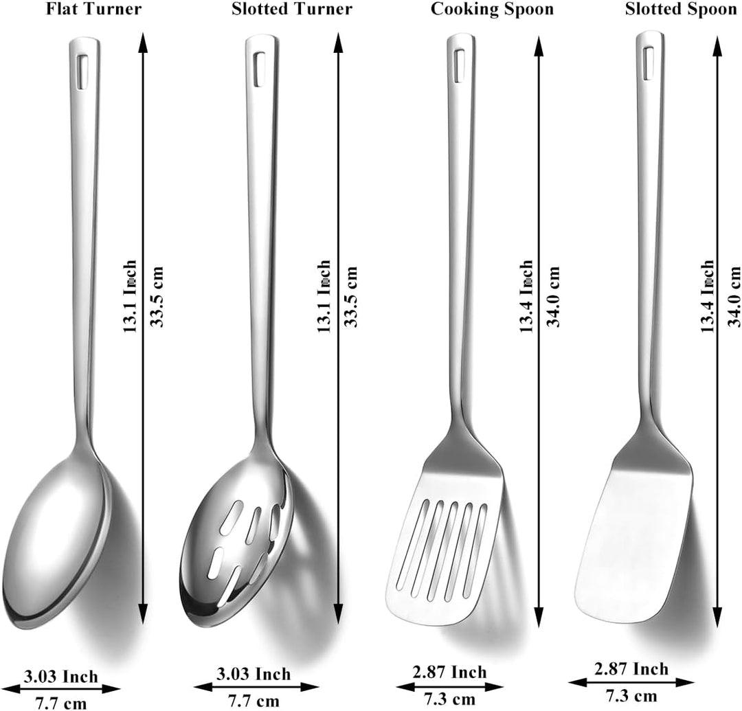 HOMQUEN Edelstahl Küchenutensilien Set 4pcs, Kochutensilien Set, Küchenwerkzeuge Spatel Set, Kochlöf