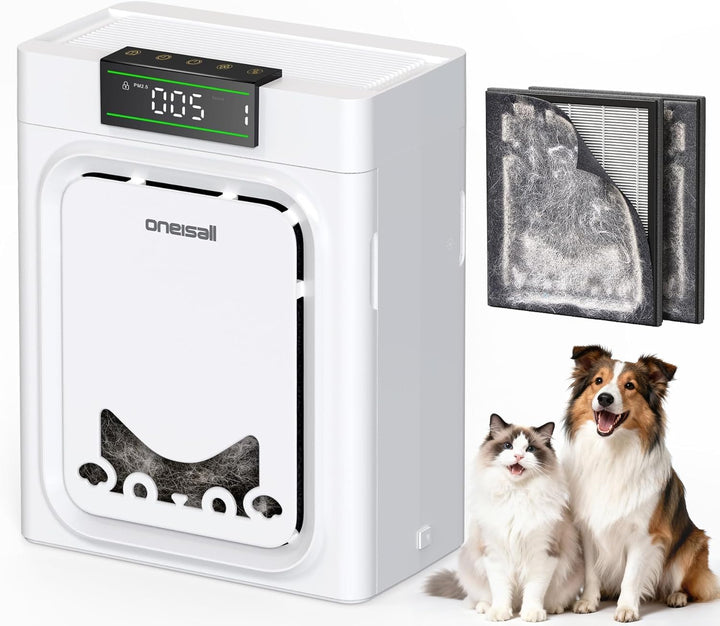 oneisall Luftreiniger mit Waschbare HEPA-Filter, CADR 320m³/h, 204m², 20dB Leise Air Purifier für Al