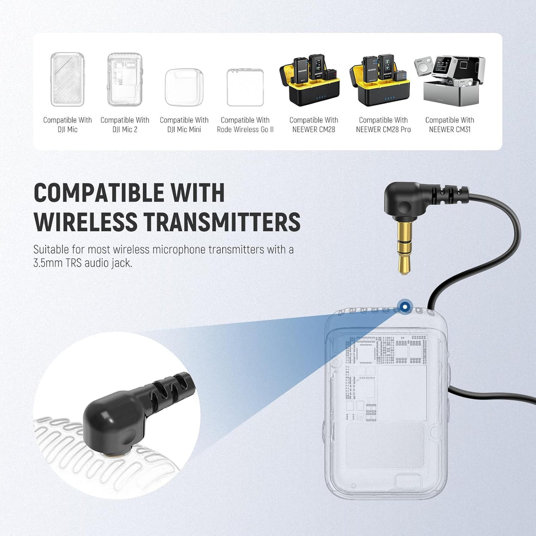 NEEWER ø4mm Mini Lavalier Mikrofon, 2er Pack, ansteckbares Wired Kondensator Ansteckmikrofon Set mit