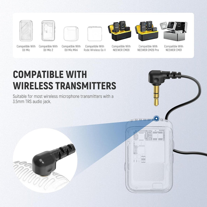 NEEWER ø4mm Mini Lavalier Mikrofon, 2er Pack, ansteckbares Wired Kondensator Ansteckmikrofon Set mit