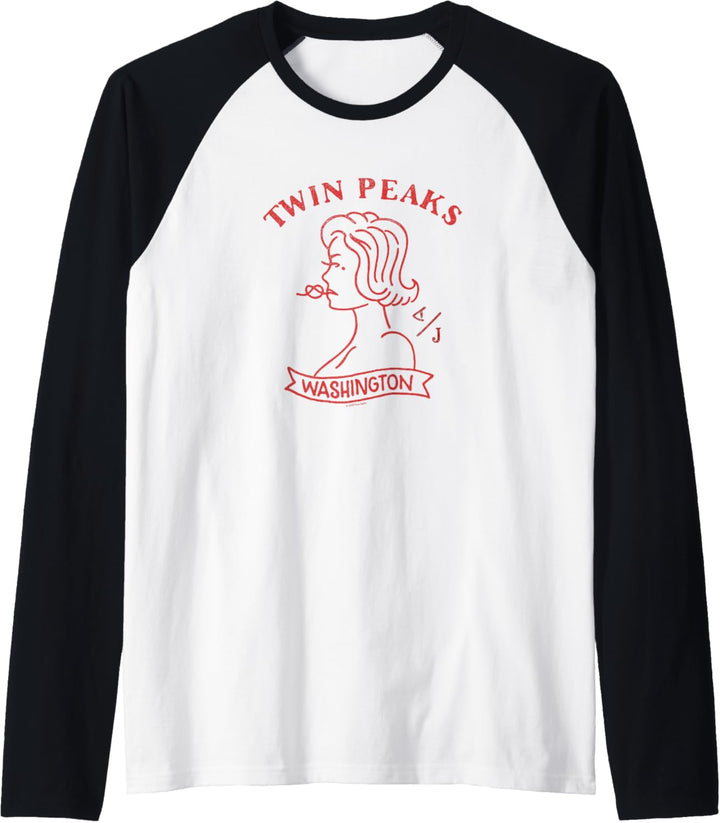 Twin Peaks Audrey Simple Red Outline Side Profile Raglan