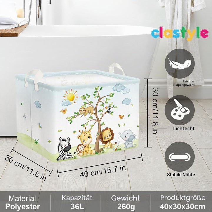 Clastyle 36L Gross Dschungel Tier Aufbewahrungskorb Kinder Weiss Spielzeug Kleidung Aufbewahrungsbox