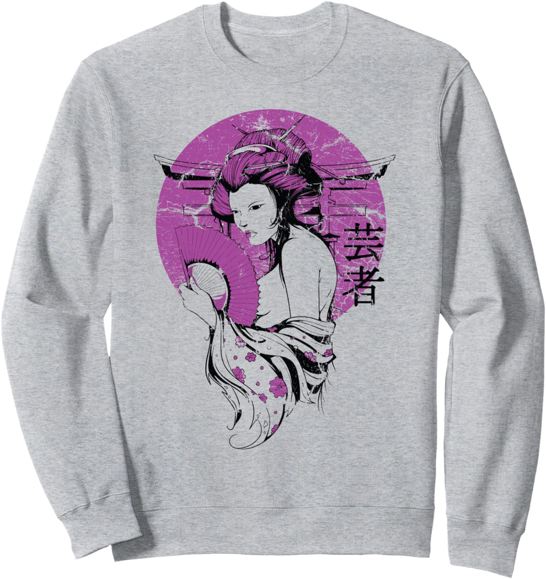 Japanisches Kawaii Geisha-Mädchen in Kimono-Japan-Kunst Sweatshirt