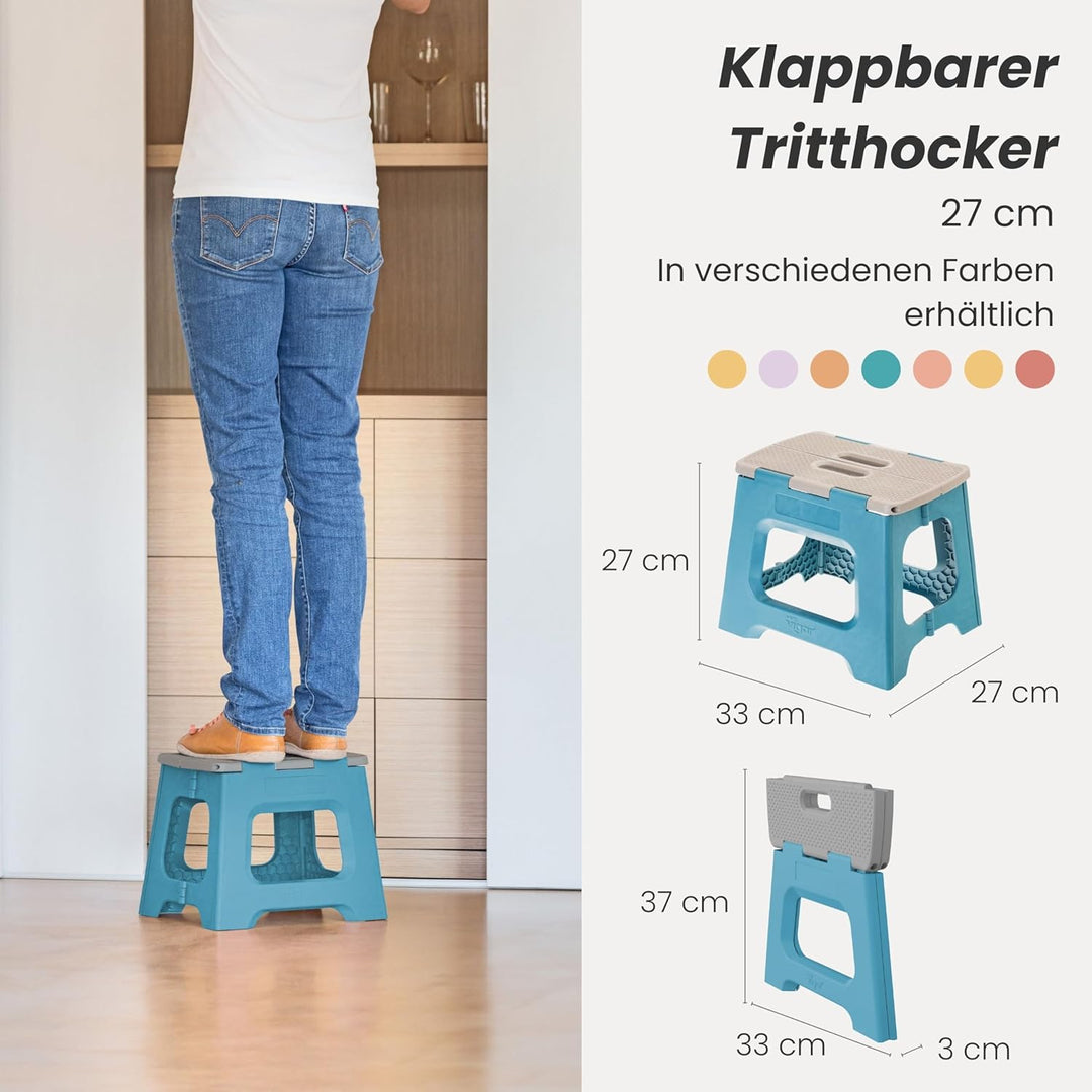 Vigar Kompakte Tritthocker Klappbar für Erwachsene, 27 cm, Klapphocker Faltbar 150 kg rutschfest, Le