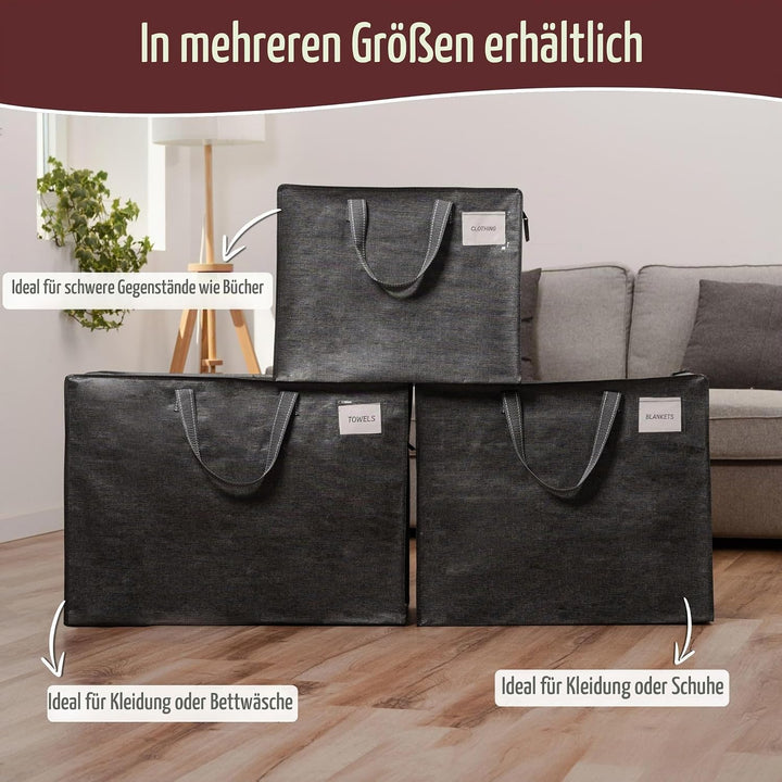 VENO 105 Liter Extra Gross Aufbewahrungstasche mit starke Griffe und Reissverschlüssen für Umzug, Ca