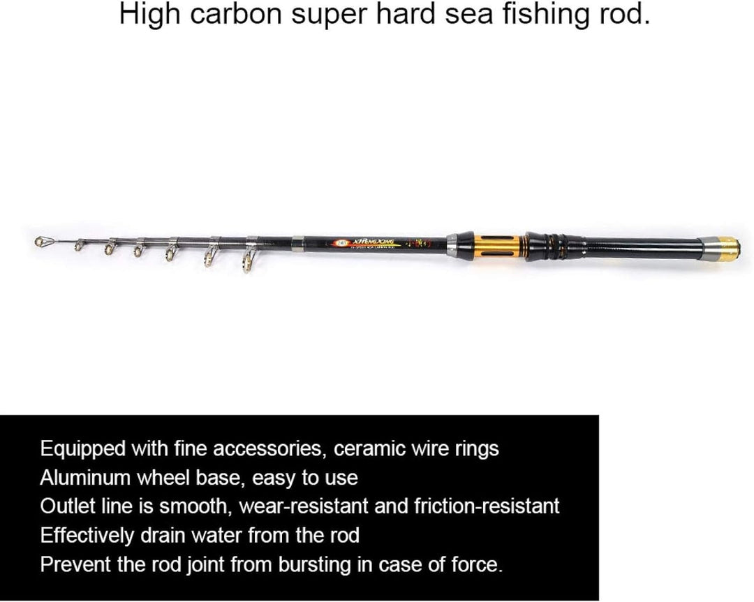 Teleskop Angelrute Mini Tragbare Sea Fishing Carbon Rod Angelrute Keramikdraht Ring 2.4m, 2.4m