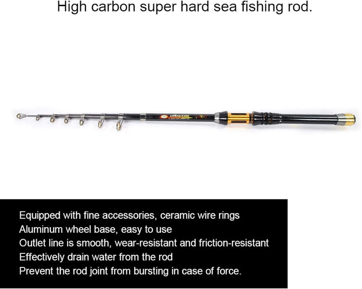 Teleskop Angelrute Mini Tragbare Sea Fishing Carbon Rod Angelrute Keramikdraht Ring 2.4m, 2.4m
