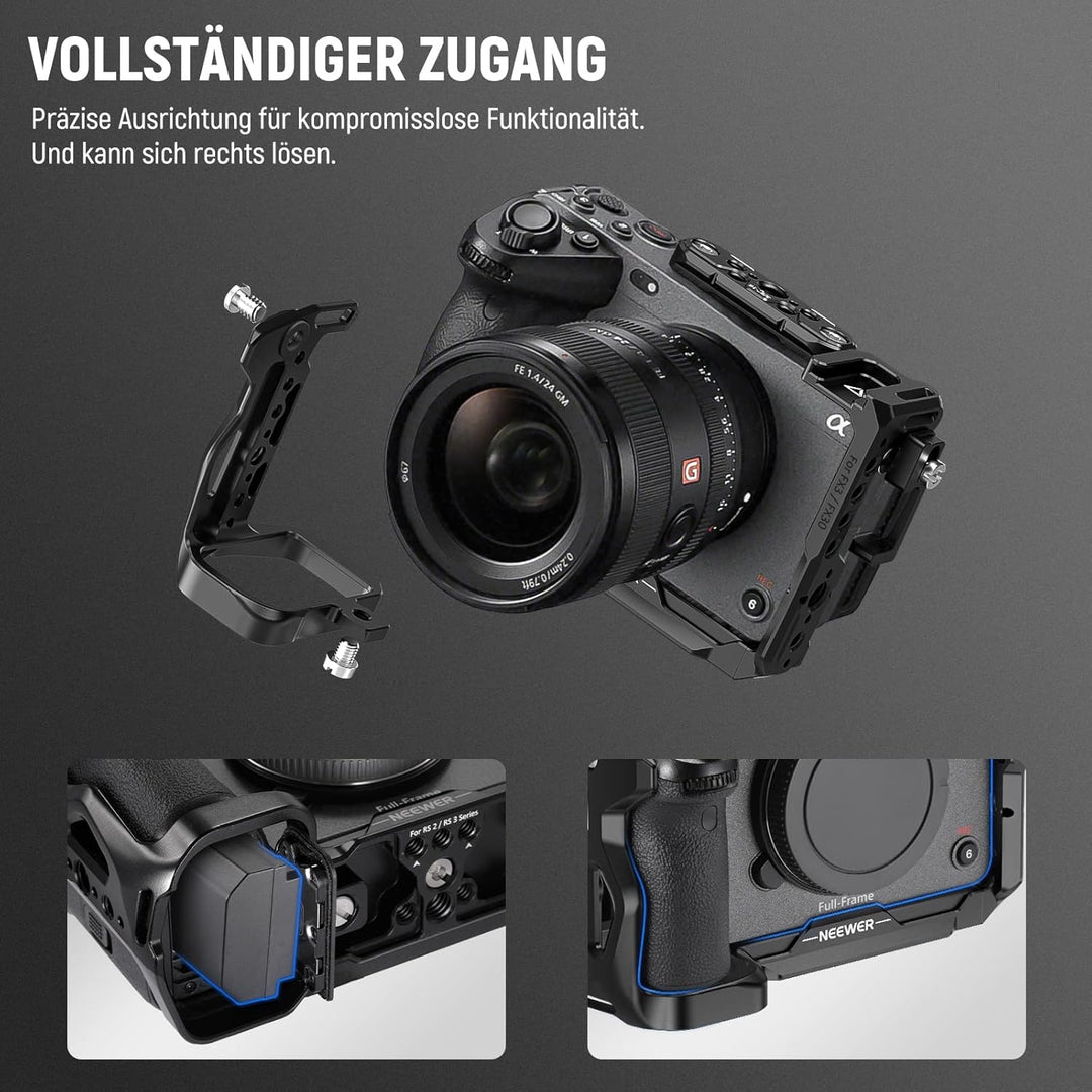 NEEWER FX3/FX30 Cage Kamera Käfig mit HDMI Cable Clamp,NATO Schiene,3/8"ARRI Positionierungslöcher,