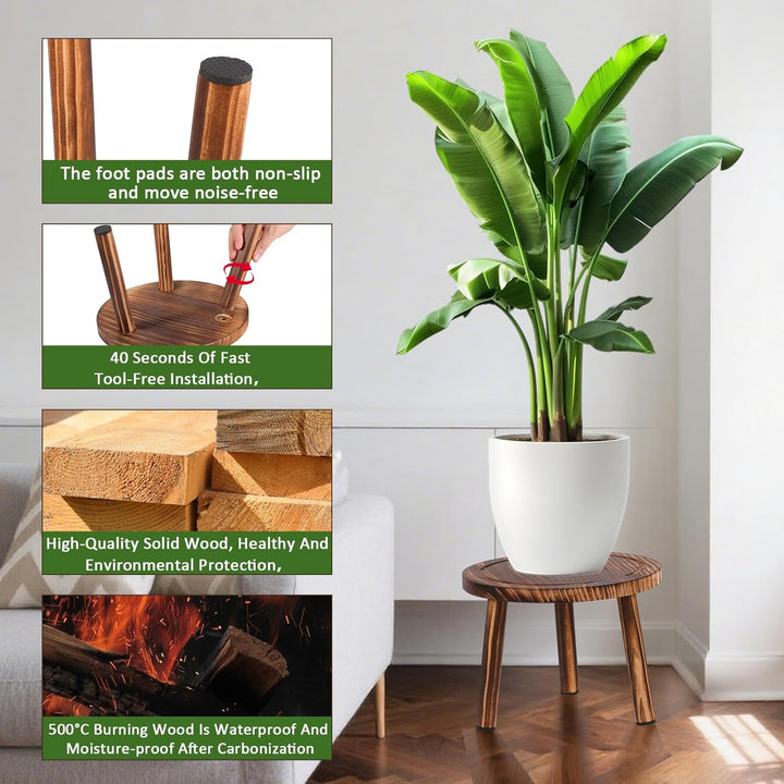 Blumenhocker Holz 3er-Set, 4"/7"/11" Höhe Blumenständer Pflanzenständer für Verschiedene Topfgrössen