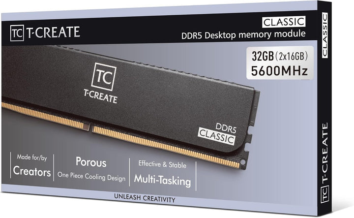 TEAMGROUP T-Create Classic 10L DDR5 32GB Kit (2 x 16GB) 5600MHz (PC5-44800) CL46 Hynix IC Desktop Ar