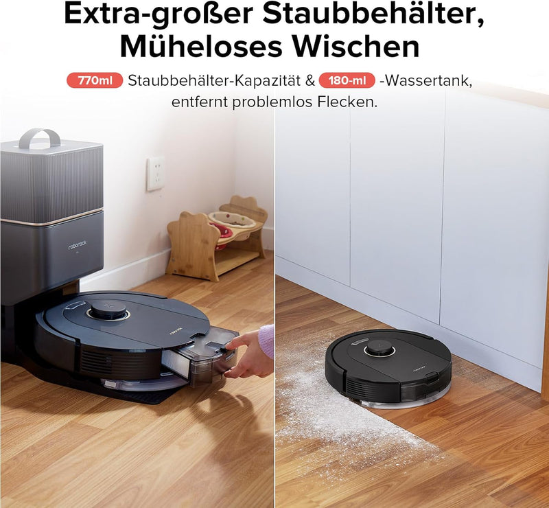 roborock Q5 Pro+ Staubsauger Roboter mit Absaugstation, DuoRoller-Bürste, 5500Pa Saugkraft, 2,5L Sta