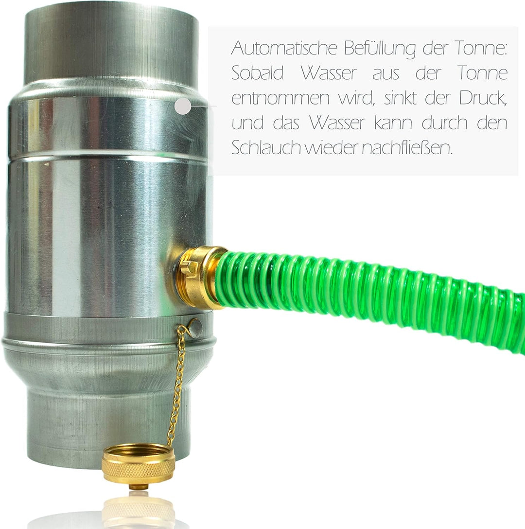 Zink Regenwassersammler 100 mm mit Schlauch- und Fassanschluss für das Fallrohr, Titanzink Regensamm