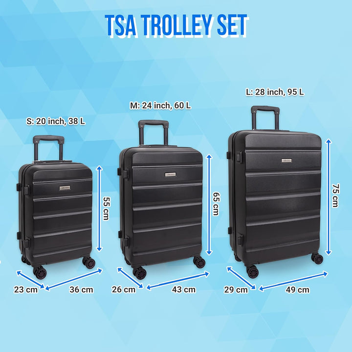 Leonardo® Kofferset 3 teilig | Koffer mit TSA-Schloss | Reisekoffer | Reisetasche mit 4 Doppelten Ro