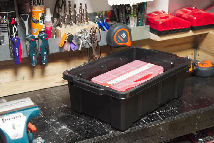 Iris Ohyama Heavy Duty Organisation Boxes, 12.5L, 6er-Set, Rot, Kompakt, Robust, Stapelbar, Aufbewah