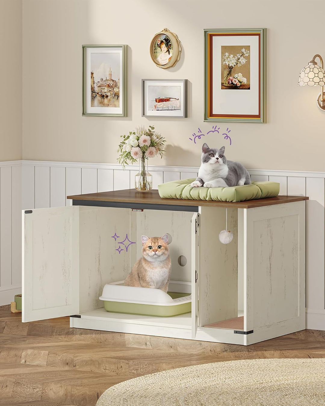 Hzuaneri Katzenschrank, Katzentoilette, Katzenklo Schrank, Versteckte Katzentoilette Kabinett Möbel
