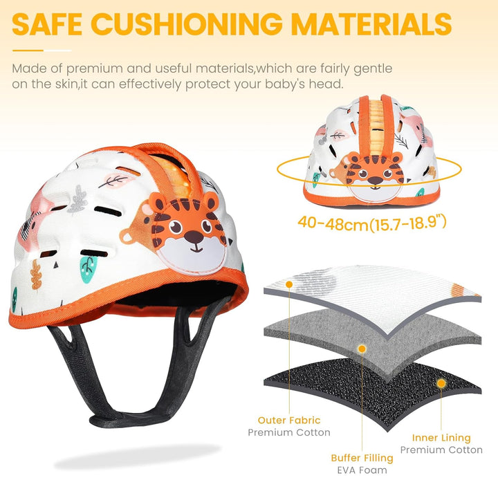 Orzbow Baby Helm mit Knieschoner,Atmungsaktiver Baby Kopfschutz zum Krabbeln und Gehen, Verstellbare