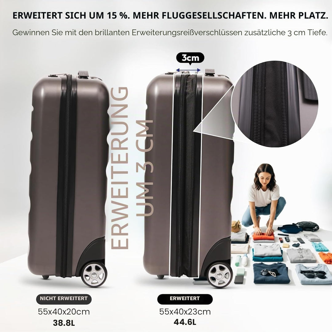 Aerolite Ryanair Reisekoffer mit 2 Rädern, maximale Zulassung, 40 l, Hartschale, 55 x 40 x 20 cm, au