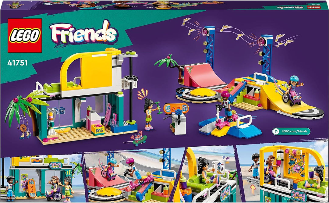 LEGO 41751 Friends Skatepark, Skateboard-Spielzeug für Mädchen und Jungen ab 6 Jahren, Mini-Puppen S