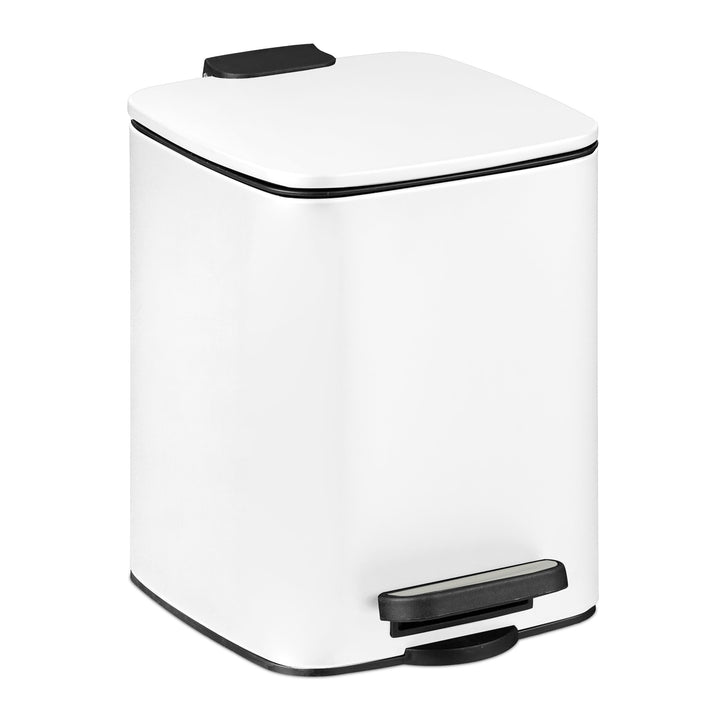 Relaxdays Kosmetikeimer, 6 Liter, Absenkautomatik, entnehmbarer Inneneimer, Metall, Bad Mülleimer mi
