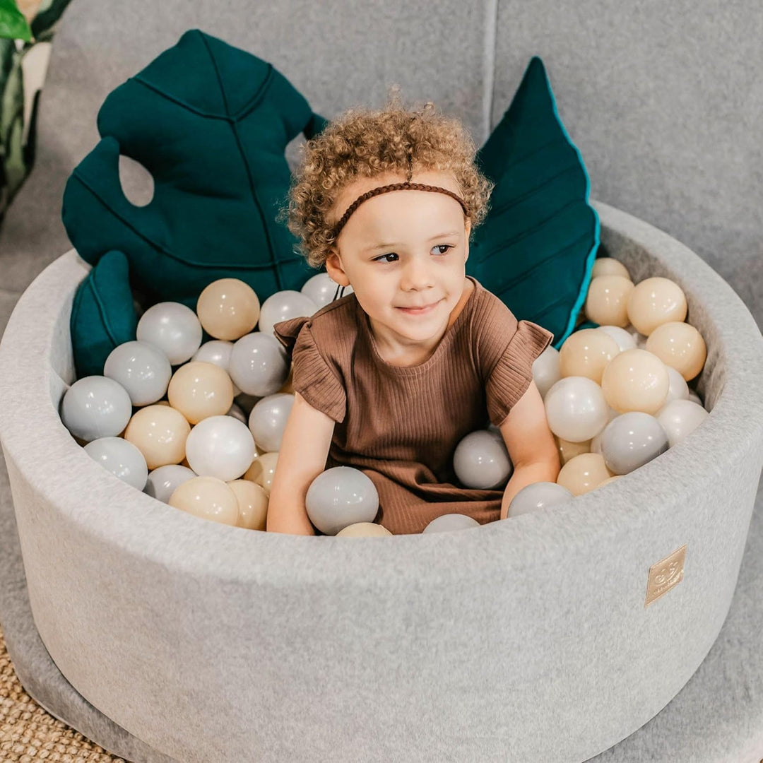 MEOWBABY Soft Foam Rundes 90 x 30 cm Bällebad mit 200 Stück Bällen für Babys & Kleinkinder - Baby-La