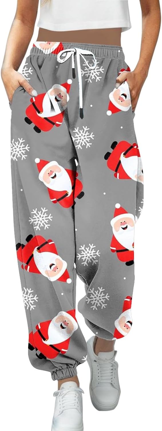 Weihnachten Jogginghose Damen, Damen Jogginghose Lang Sporthose High Waist Weihnachts Drucken Traini