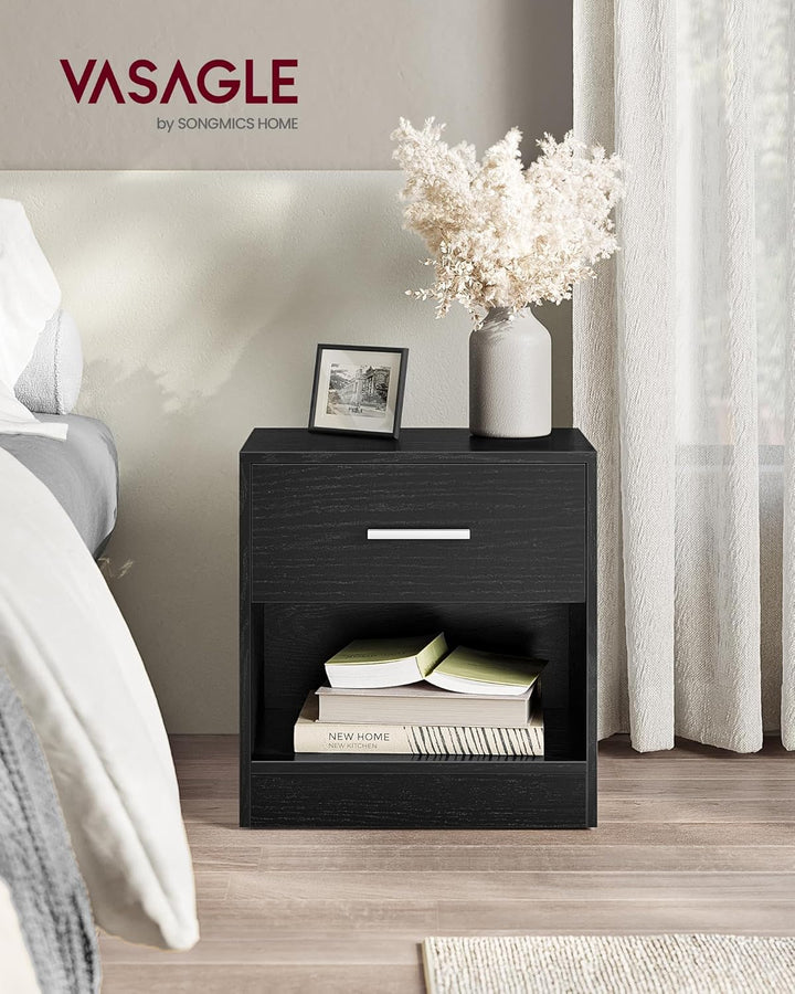 VASAGLE Nachttisch, Beistelltisch, mit Schublade, Griff, offenes Fach, Couchtisch, für Schlafzimmer,