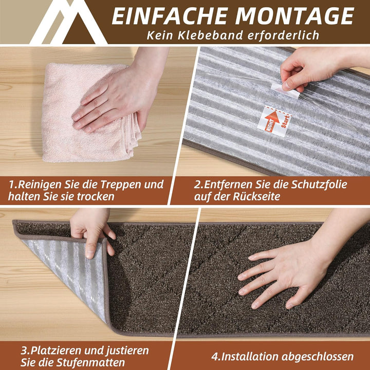 COSY HOMEER Stufenmatten Innen 70x22cm(4 Stück), Treppenstufen Matten rutschfest für Kinder, Ältere