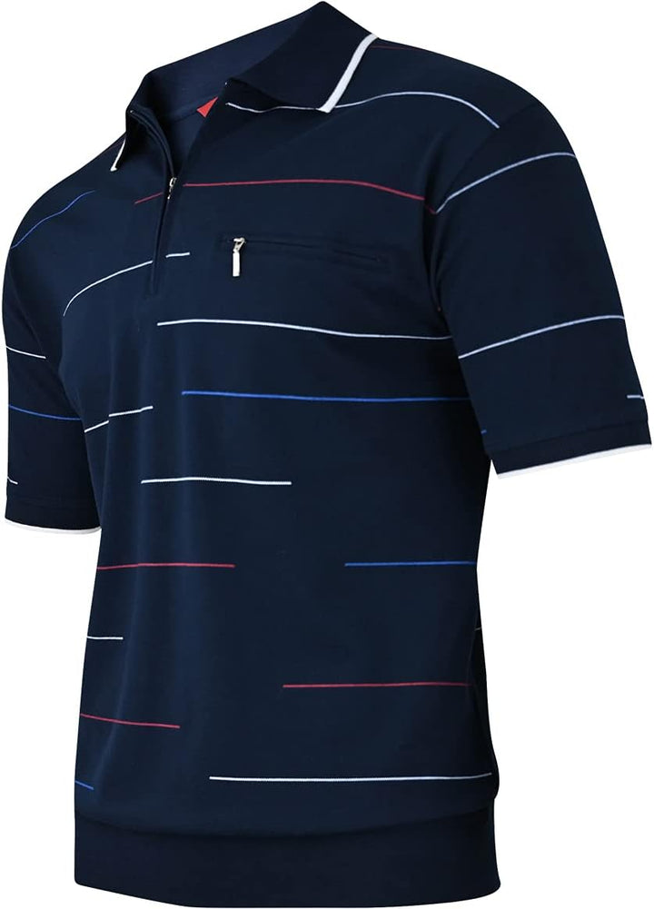 Soltice Herren Kurzarm Poloshirts, Gestreifte Poloshirts, Blousonshirts, Golfshirts mit Brusttaschen